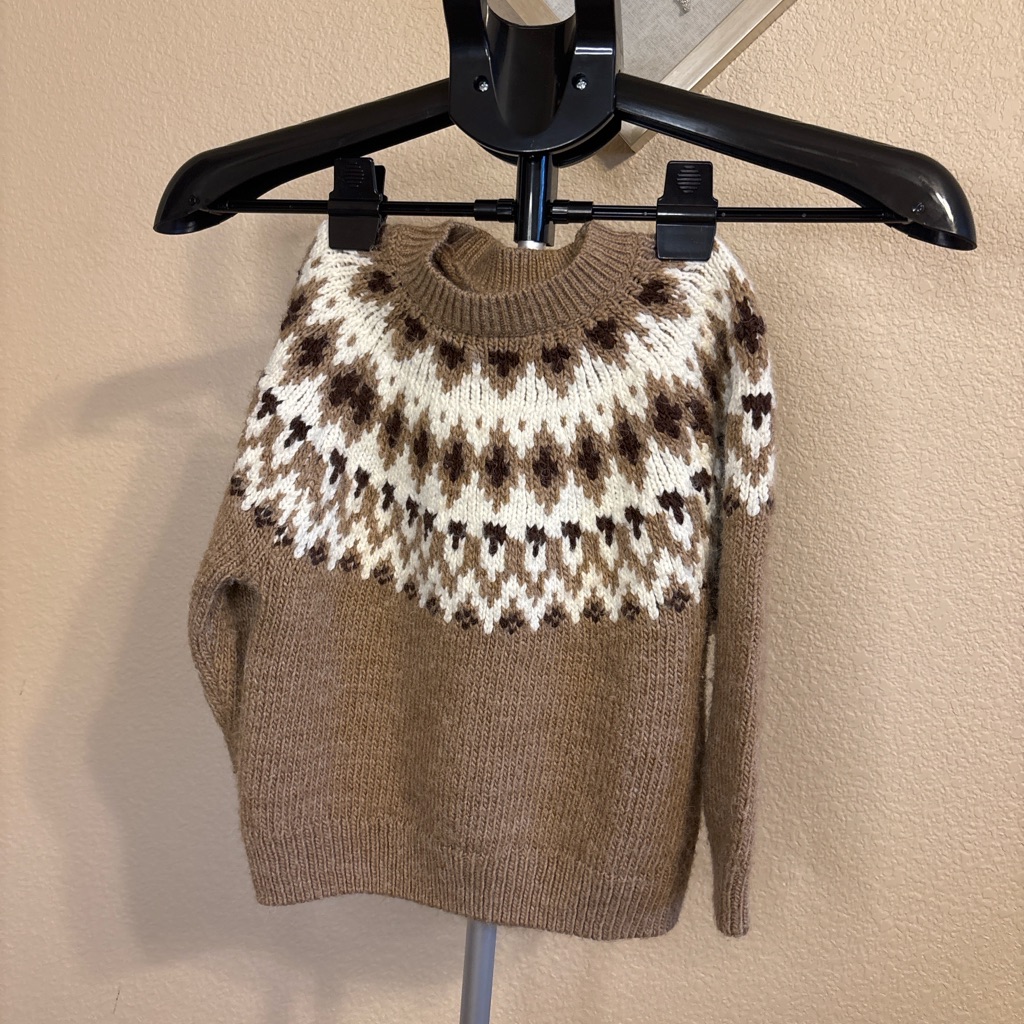 Zara Kids Fair Isle Sweater 3/4 Nordic Knit Pullover Brown Cream